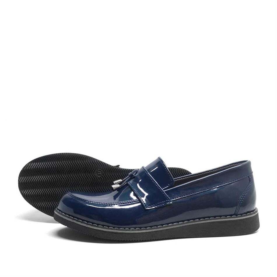 Rakerplus Lacivert Rugan Loafer Genç Okul Ayakkabısı - 5
