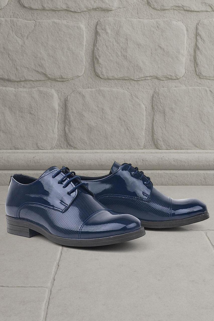 Rakerplus Lacivert Rugan Oxford Bağcıklı Klasik Çocuk Ayakkabı - 1