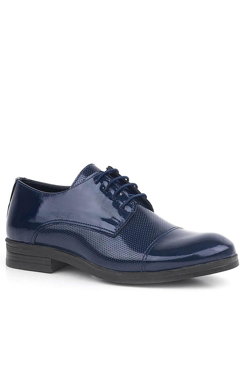 Rakerplus Lacivert Rugan Oxford Bağcıklı Klasik Çocuk Ayakkabı - 2