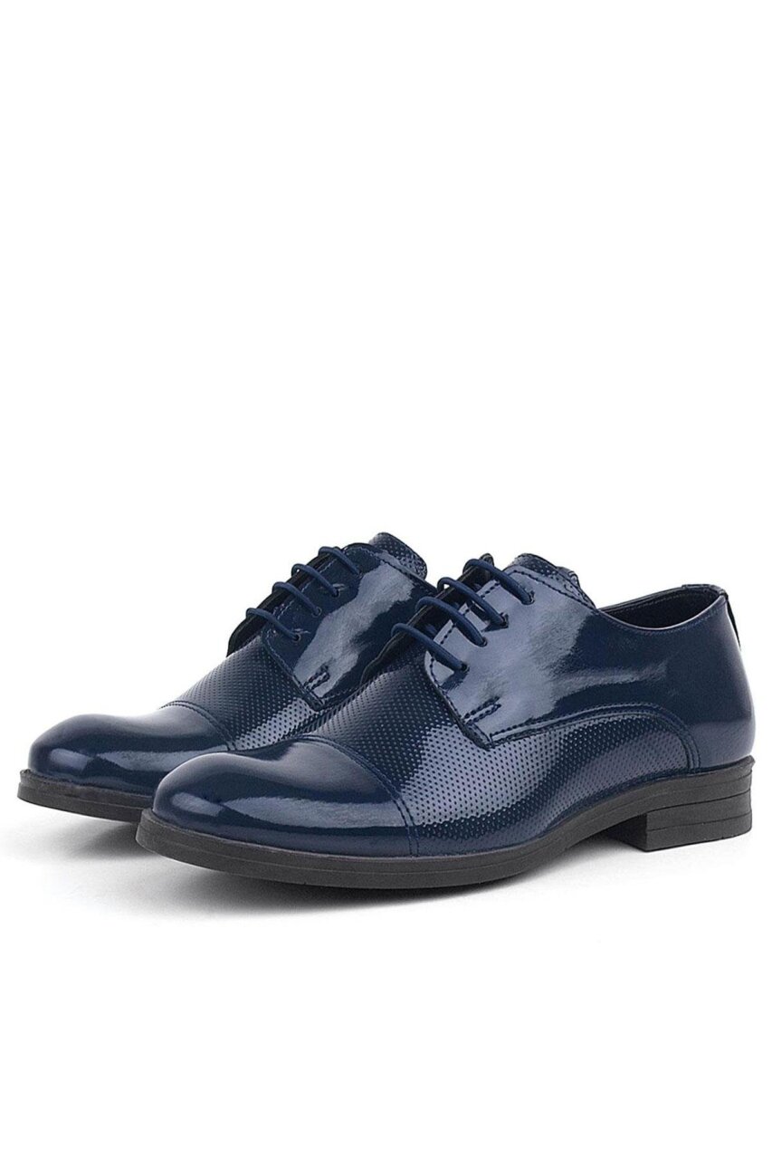 Rakerplus Lacivert Rugan Oxford Bağcıklı Klasik Çocuk Ayakkabı - 5