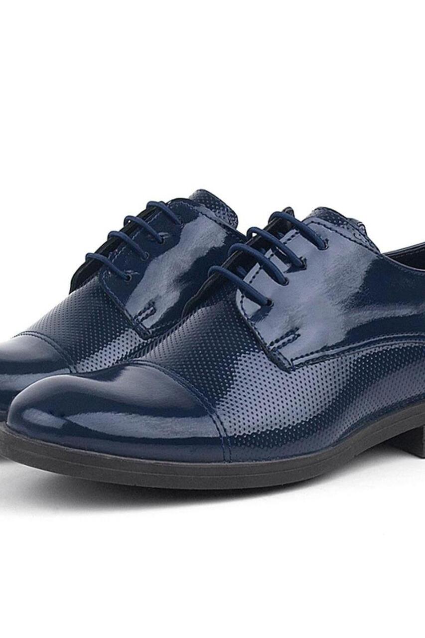 Rakerplus Lacivert Rugan Oxford Bağcıklı Klasik Çocuk Ayakkabı - 7