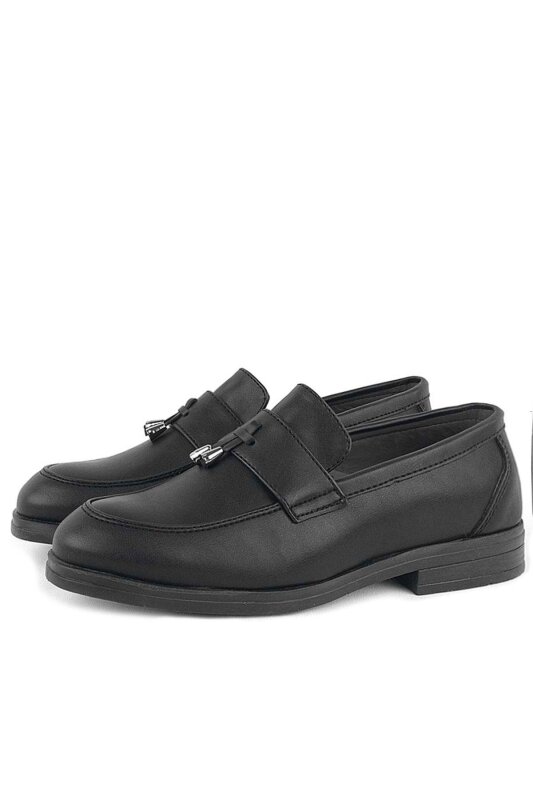 Rakerplus Loafer Siyah Mat Erkek Klasik Çocuk Ayakkabı - 4