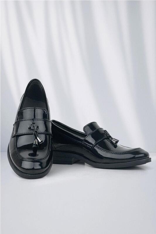 Rakerplus Loafer Siyah Rugan Erkek Klasik Çocuk Ayakkabı - 1