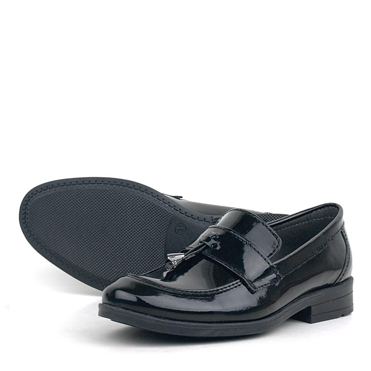 Rakerplus Loafer Siyah Rugan Erkek Klasik Çocuk Ayakkabı - 6