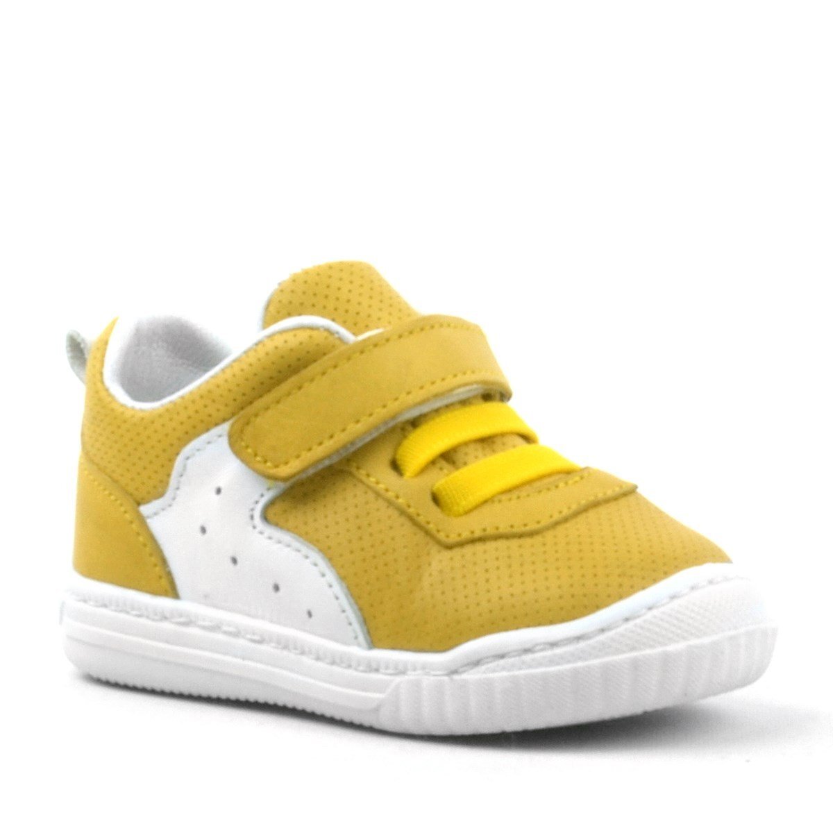 Rakerplus Pup Hakiki Deri Sarı Cırtlı Lastikli Bebek Sneaker - 1
