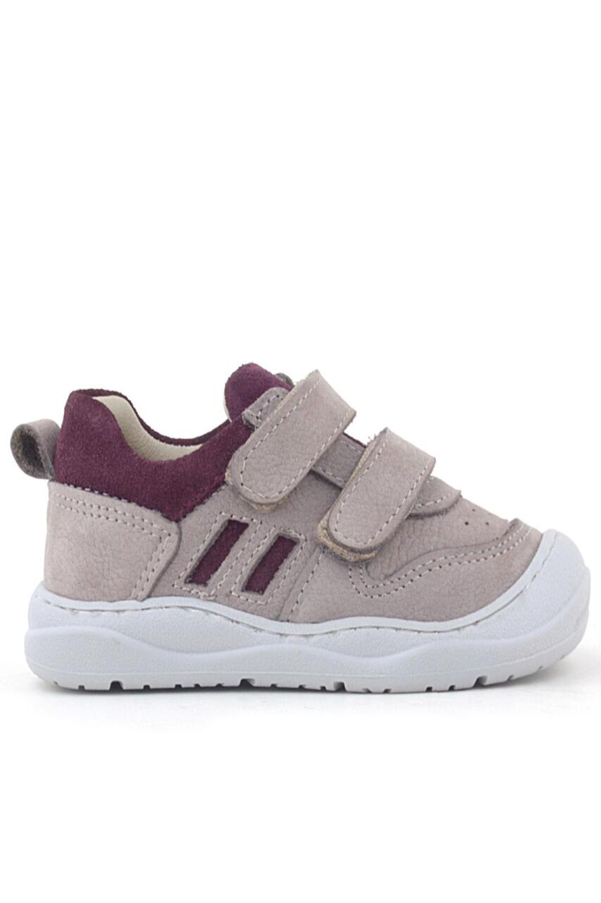 Rakerplus Schaggy Hakiki Deri Açık Bej Bordo Bebek Spor Ayakkabı - 3