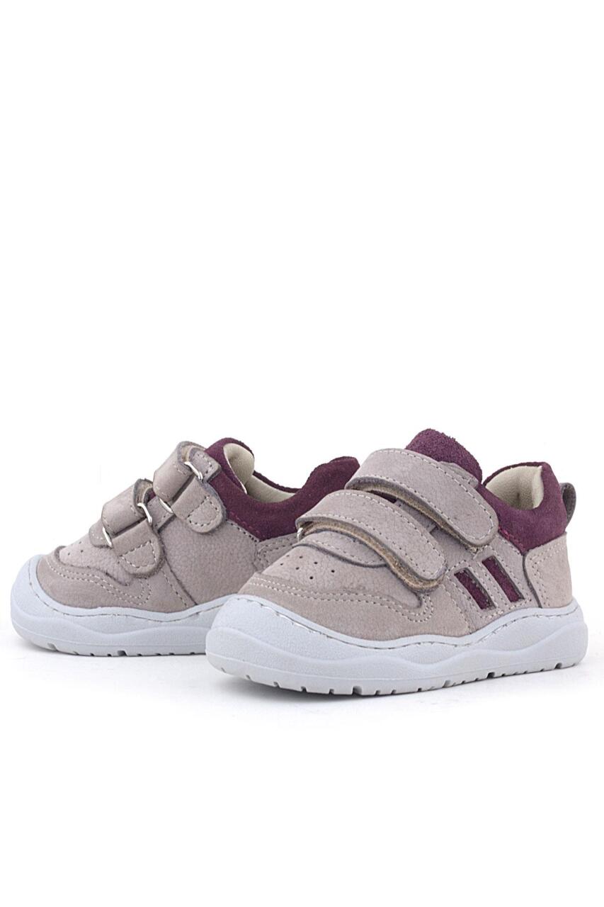 Rakerplus Schaggy Hakiki Deri Açık Bej Bordo Bebek Spor Ayakkabı - 5