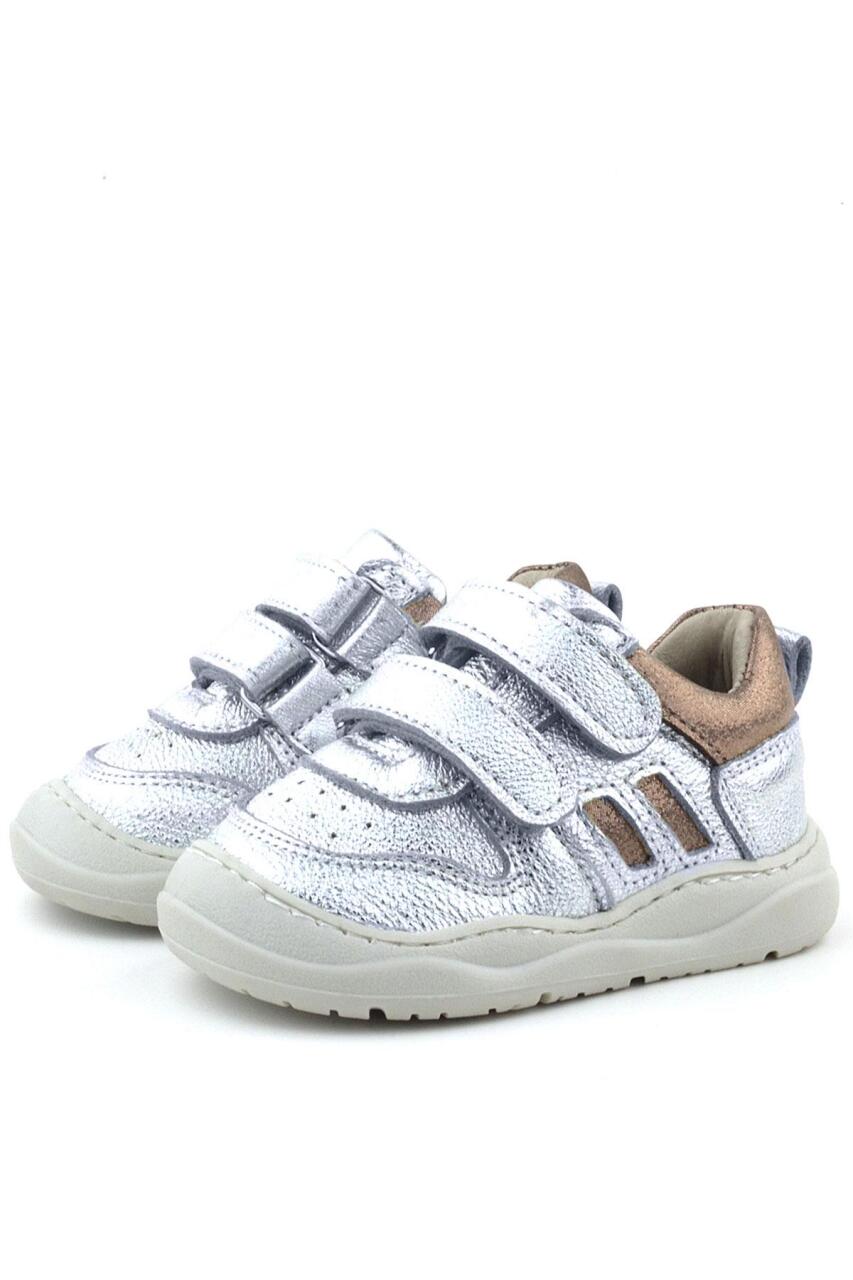 Rakerplus Schaggy Hakiki Deri Gümüş Parlak Bebek Spor Ayakkabı - 5