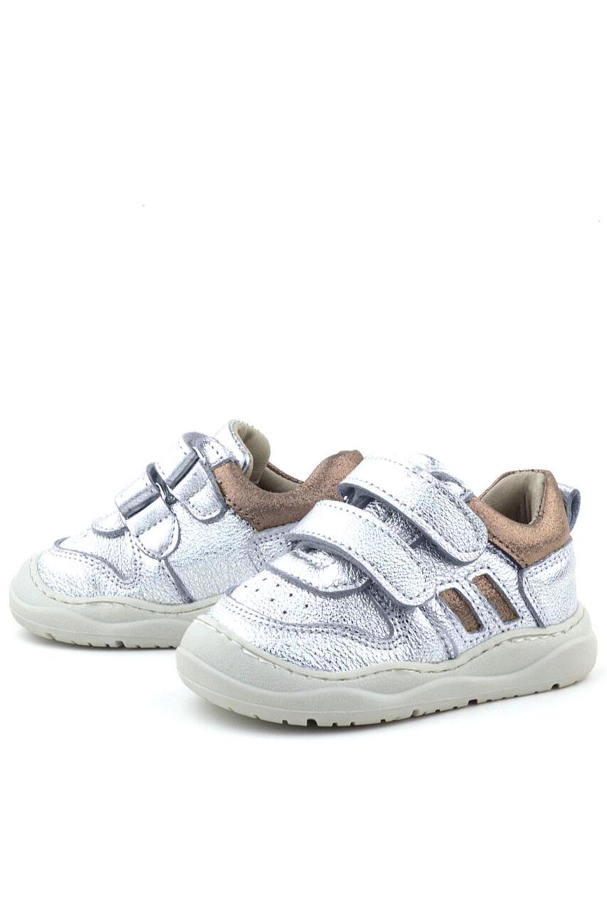 Rakerplus Schaggy Hakiki Deri Gümüş Parlak Bebek Spor Ayakkabı - 6