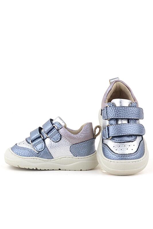Rakerplus Schaggy Hakiki Deri Metalik Mavi Gümüş Bebek Spor Ayakkabı - 7