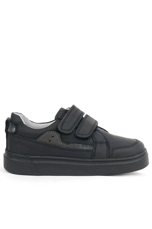 Rakerplus Siyah Hakiki Deri Cırtlı Erkek Çocuk Sneaker Ayakkabı - 2