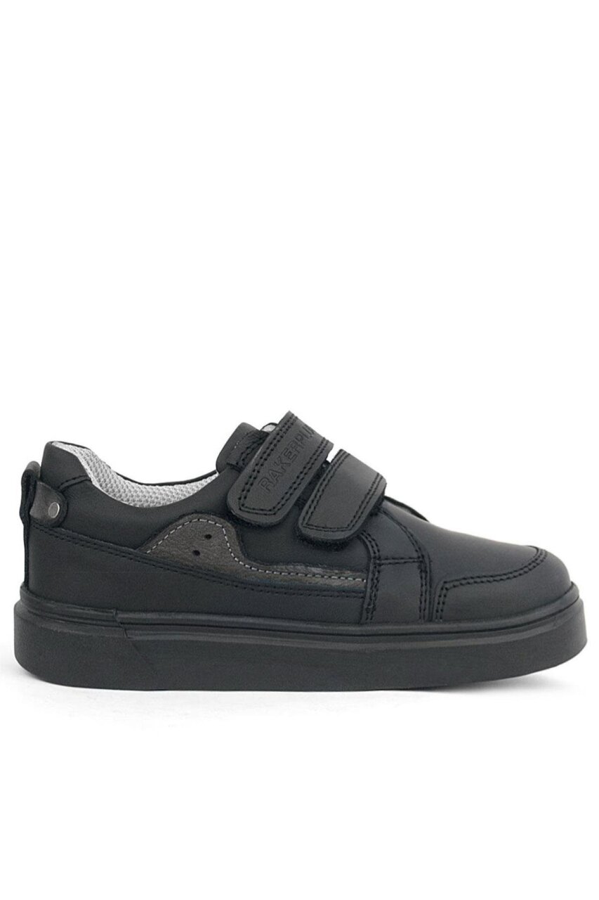 Rakerplus Siyah Hakiki Deri Cırtlı Erkek Çocuk Sneaker Ayakkabı - 2