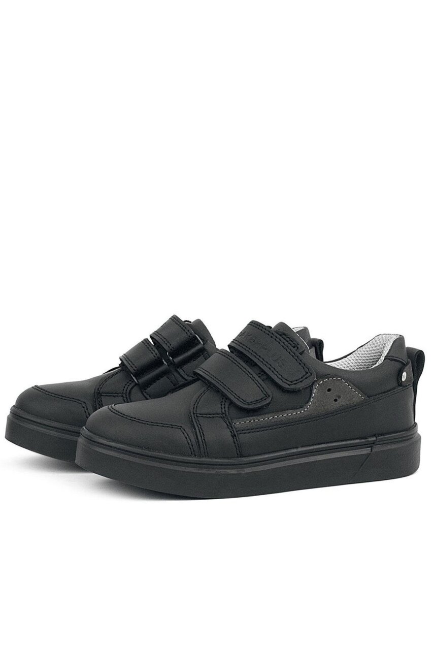 Rakerplus Siyah Hakiki Deri Cırtlı Erkek Çocuk Sneaker Ayakkabı - 4