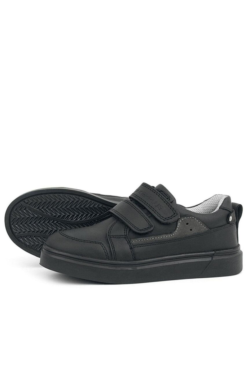 Rakerplus Siyah Hakiki Deri Cırtlı Erkek Çocuk Sneaker Ayakkabı - 5