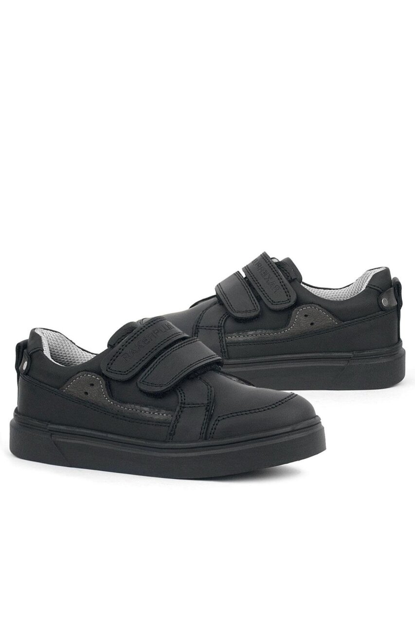 Rakerplus Siyah Hakiki Deri Cırtlı Erkek Çocuk Sneaker Ayakkabı - 7