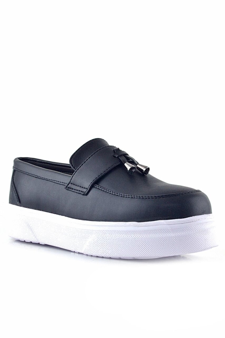 Rakerplus Siyah Mat Beyaz Taban Loafer Klasik Çocuk Ayakkabısı - 2
