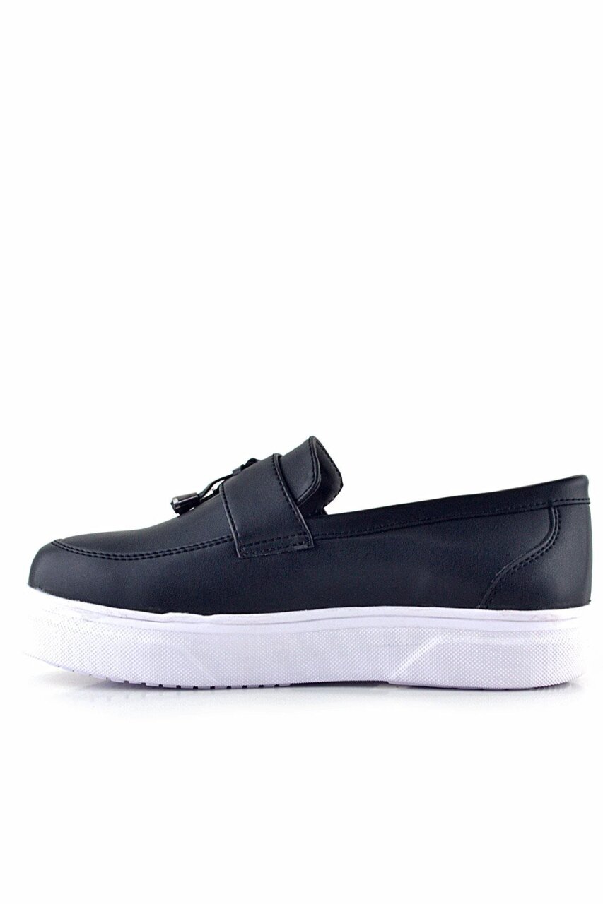 Rakerplus Siyah Mat Beyaz Taban Loafer Klasik Çocuk Ayakkabısı - 5
