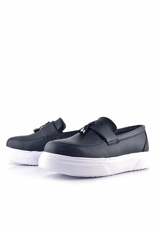 Rakerplus Siyah Mat Beyaz Taban Loafer Klasik Çocuk Ayakkabısı - 6