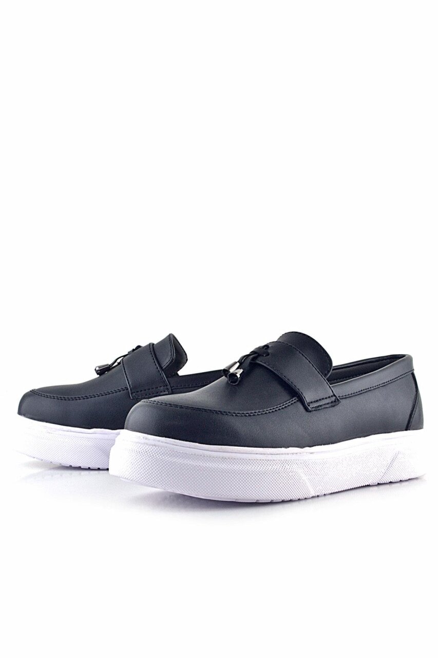 Rakerplus Siyah Mat Beyaz Taban Loafer Klasik Çocuk Ayakkabısı - 6