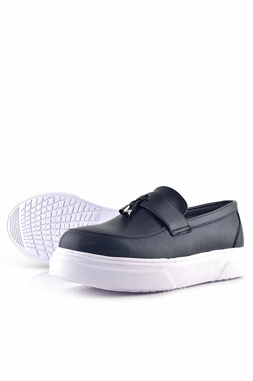 Rakerplus Siyah Mat Beyaz Taban Loafer Klasik Çocuk Ayakkabısı - 7