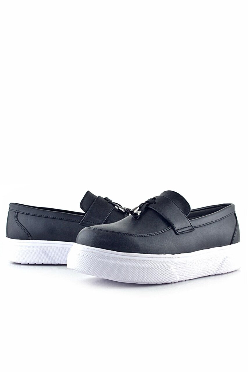 Rakerplus Siyah Mat Beyaz Taban Loafer Klasik Çocuk Ayakkabısı - 8