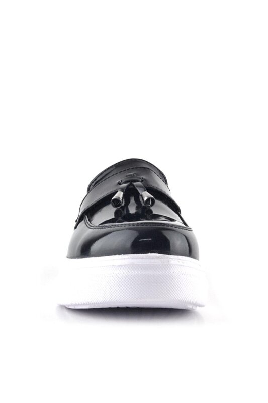 Rakerplus Siyah Rugan Beyaz Taban Loafer Klasik Çocuk Ayakkabısı - 4