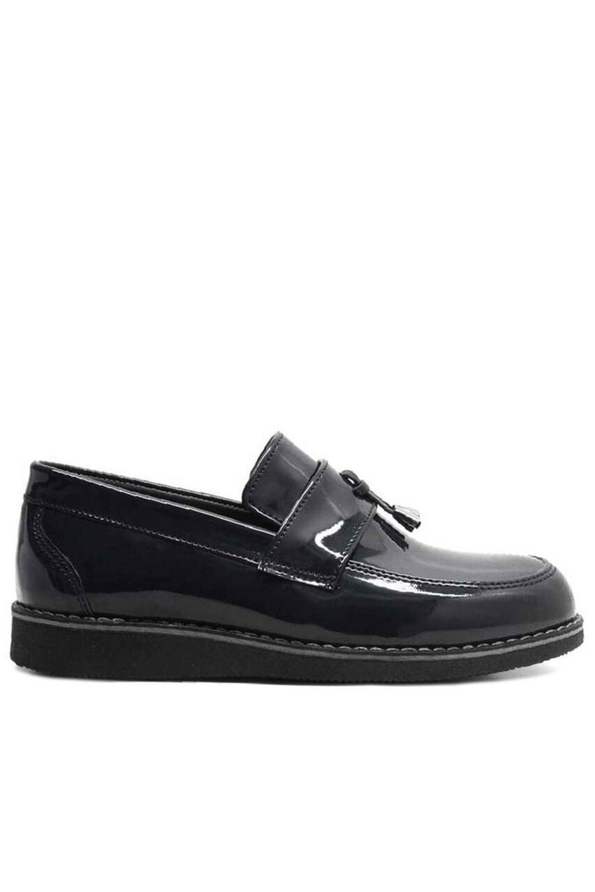 Rakerplus Siyah Rugan Loafer Çocuk Okul Ayakkabı - 3
