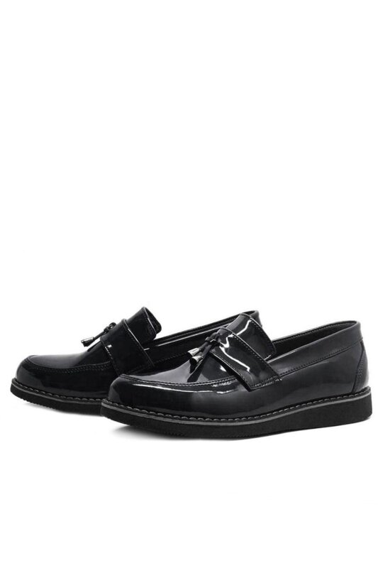 Rakerplus Siyah Rugan Loafer Çocuk Okul Ayakkabı - 4