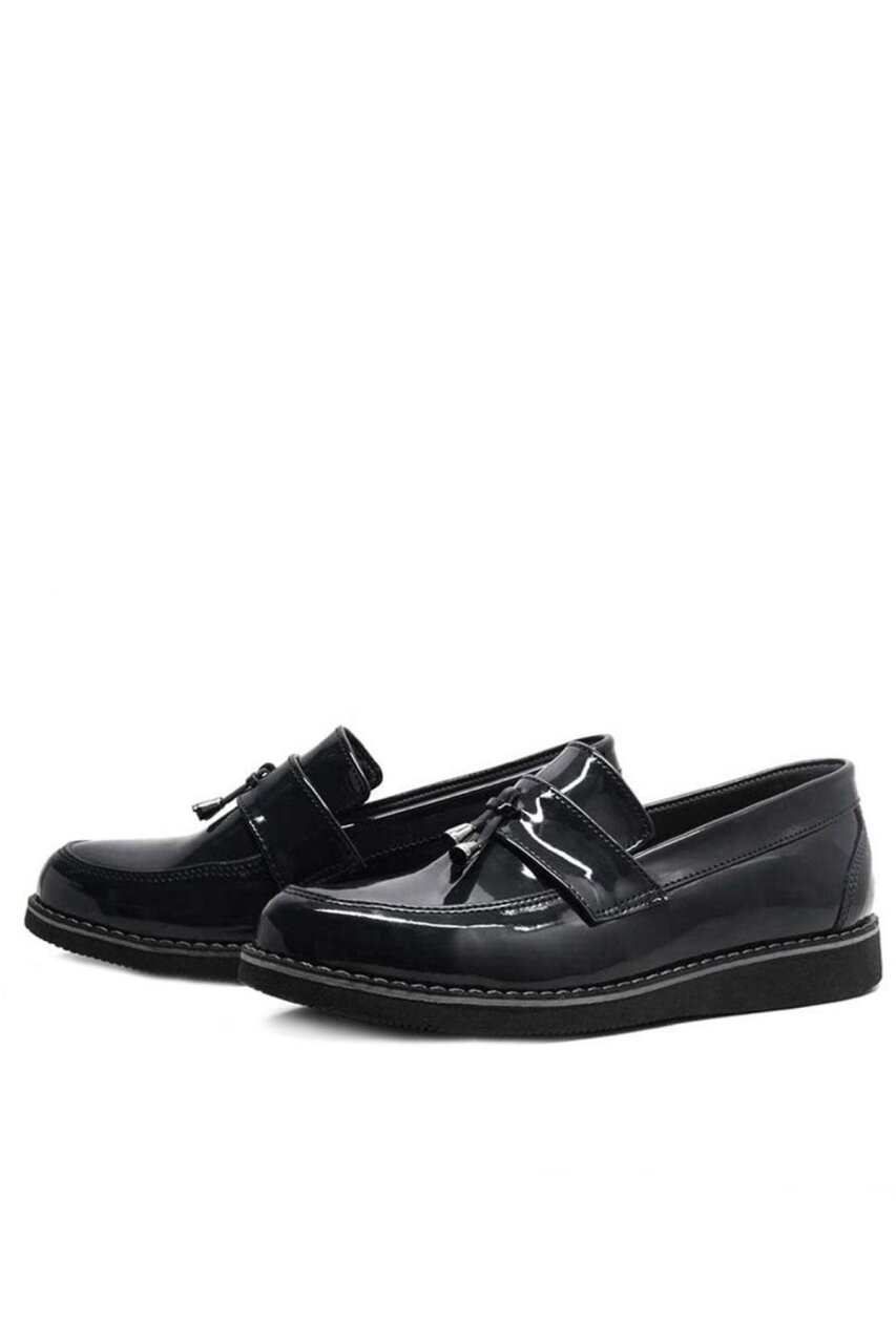 Rakerplus Siyah Rugan Loafer Çocuk Okul Ayakkabı - 4