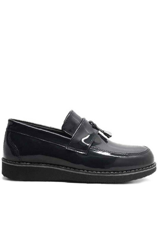 Rakerplus Siyah Rugan Loafer Çocuk Okul Ayakkabı - 3