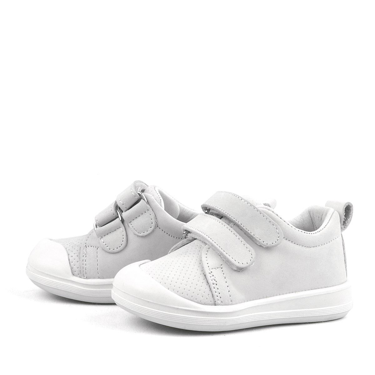 Rakerplus Sonic Hakiki Deri Beyaz Cırtlı Anatomik Bebek Spor Ayakkabı Sneaker - 5
