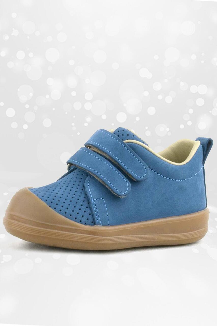 Rakerplus Sonic Hakiki Deri Lacivert Cırtlı Anatomik Bebek Spor Ayakkabı Sneaker - 1
