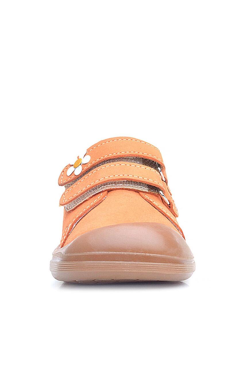 Rakerplus Sonic Hakiki Deri Turuncu Cırtlı Çiçekli Kız Bebek Sneaker Ayakkabı - 3