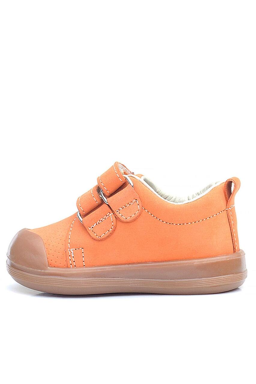 Rakerplus Sonic Hakiki Deri Turuncu Cırtlı Çiçekli Kız Bebek Sneaker Ayakkabı - 4