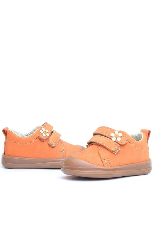 Rakerplus Sonic Hakiki Deri Turuncu Cırtlı Çiçekli Kız Bebek Sneaker Ayakkabı - 7