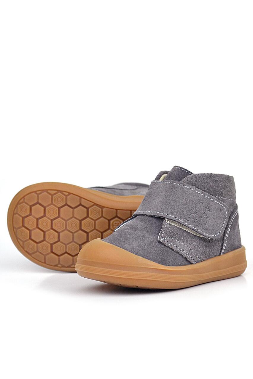 Rakerplus Yoohoo Hakiki Deri Koyu Gri Cırtlı Unisex Bebek Bot - 5