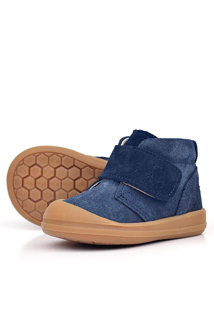 Rakerplus Yoohoo Hakiki Deri Koyu Lacivert Cırtlı Unisex Bebek Bot - 4