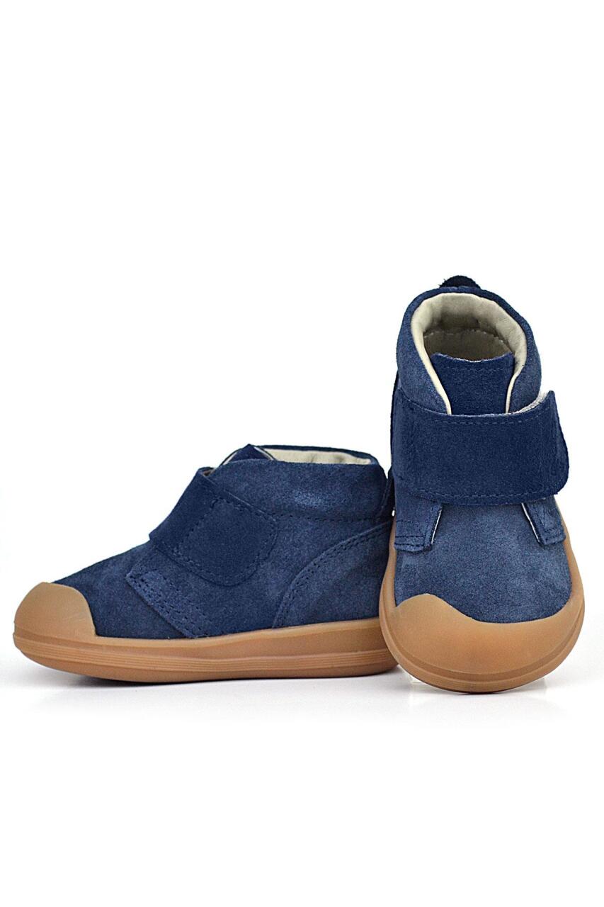 Rakerplus Yoohoo Hakiki Deri Koyu Lacivert Cırtlı Unisex Bebek Bot - 5