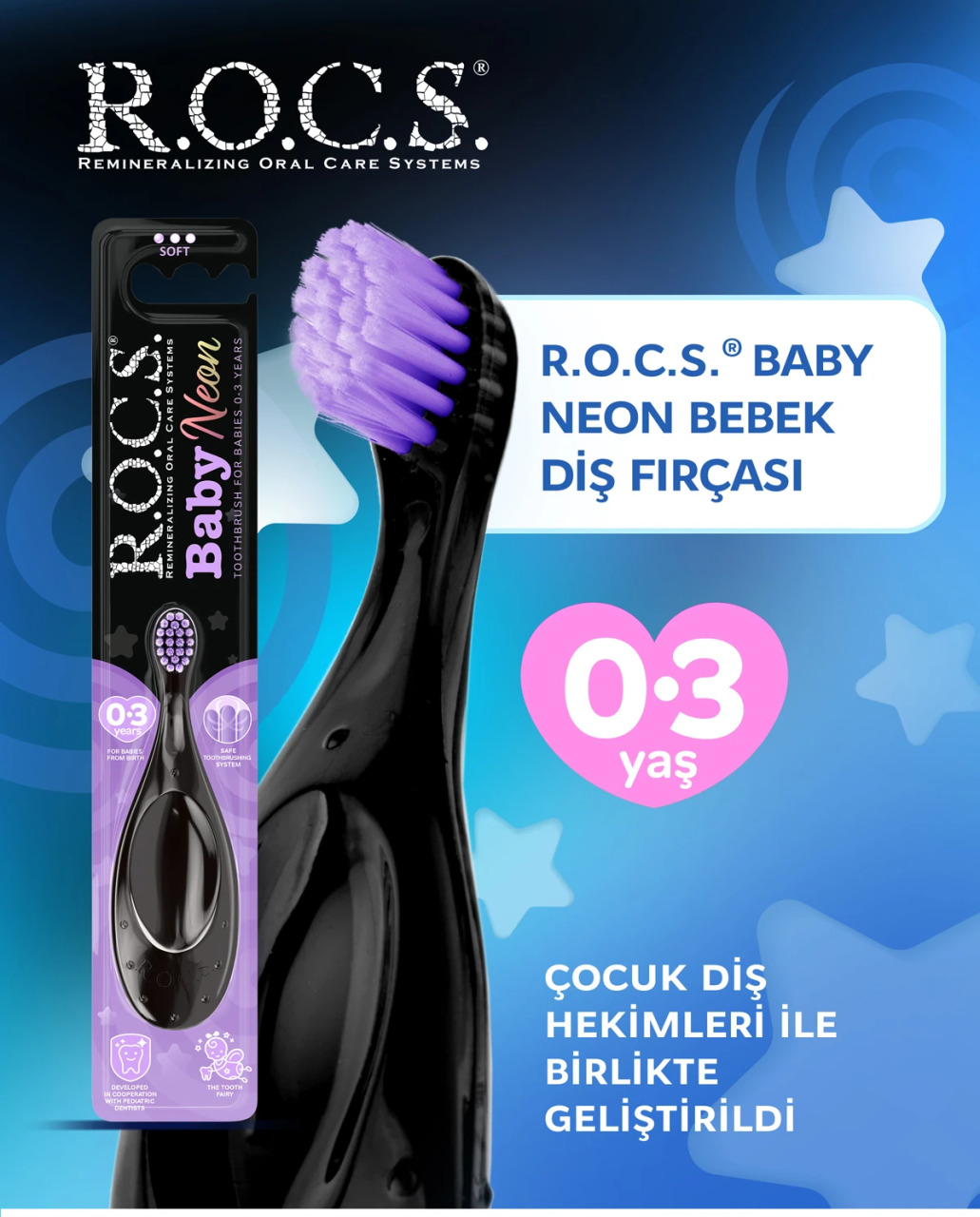 فرشاة أسنان R.O.C.S.Baby نيون فائقة النعومة للأطفال من عمر 0 ​​إلى 3 سنوات - 2