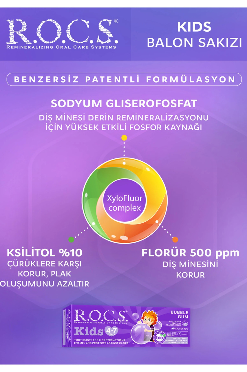 R.O.C.S.Kids Diş Macunu 4-7 Yaş 35 ml Sakız - 6