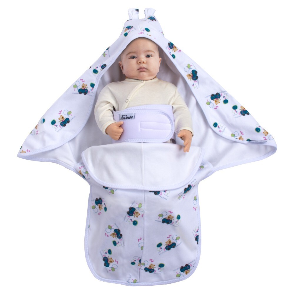 Sevi Bebe İnterlok Bel Koruyuculu Kundak ART-558 Arabalı Ayı - 1