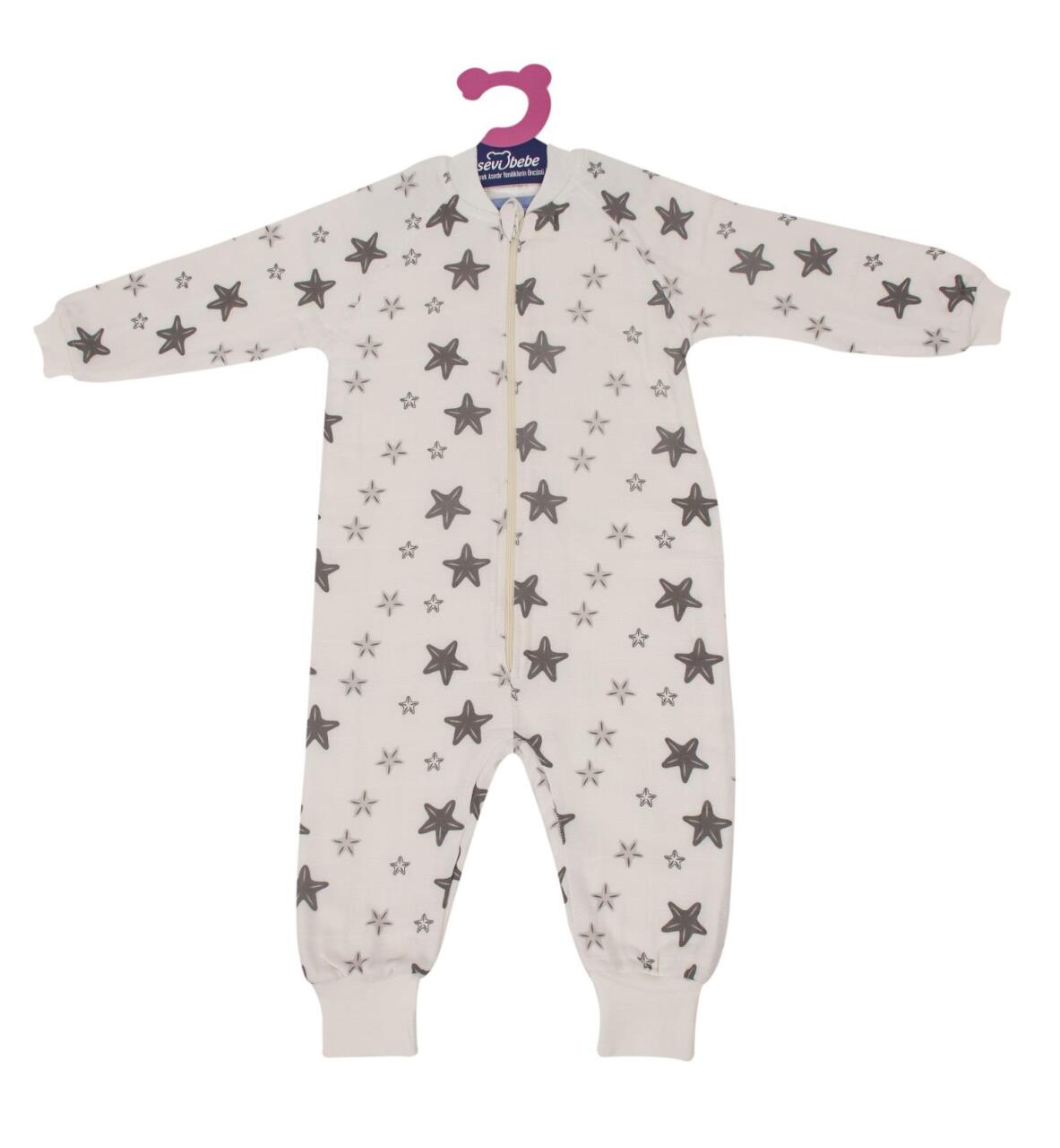 Sevi Bebe Organik Müslin Uyku Tulumu ART-309 Gri Yıldız - 1