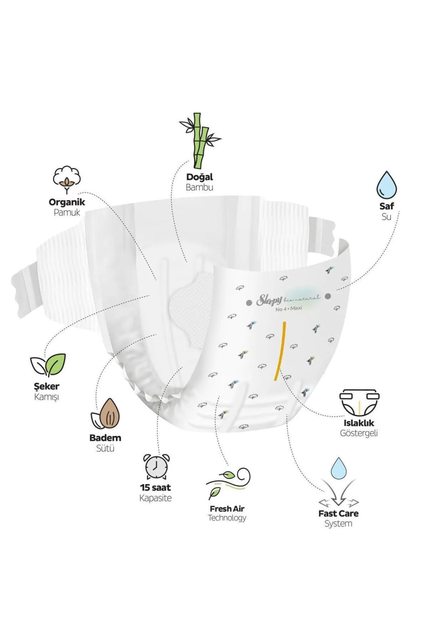 حفاضات الأطفال سليبي بيو الطبيعية، عبوة كبيرة، 3 مقاسات، 4-9 كجم، 100 قطعة - 3