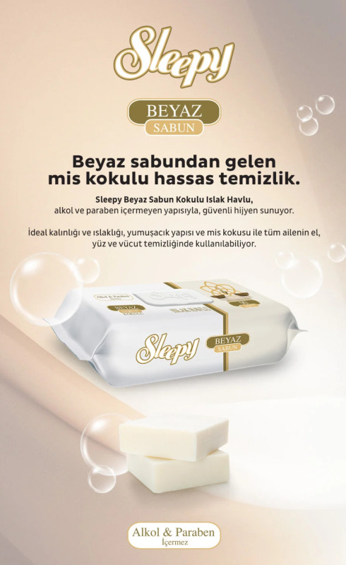 Sleepy Beyaz Sabun Kokulu Islak Havlu Mendil 90 Adet - 3