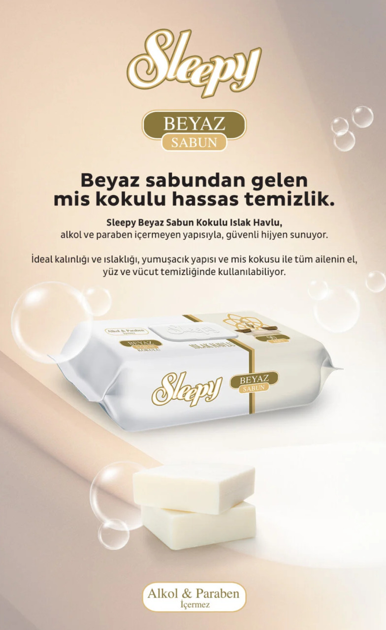 Sleepy Beyaz Sabun Kokulu Islak Havlu Mendil 90 Adet - 3