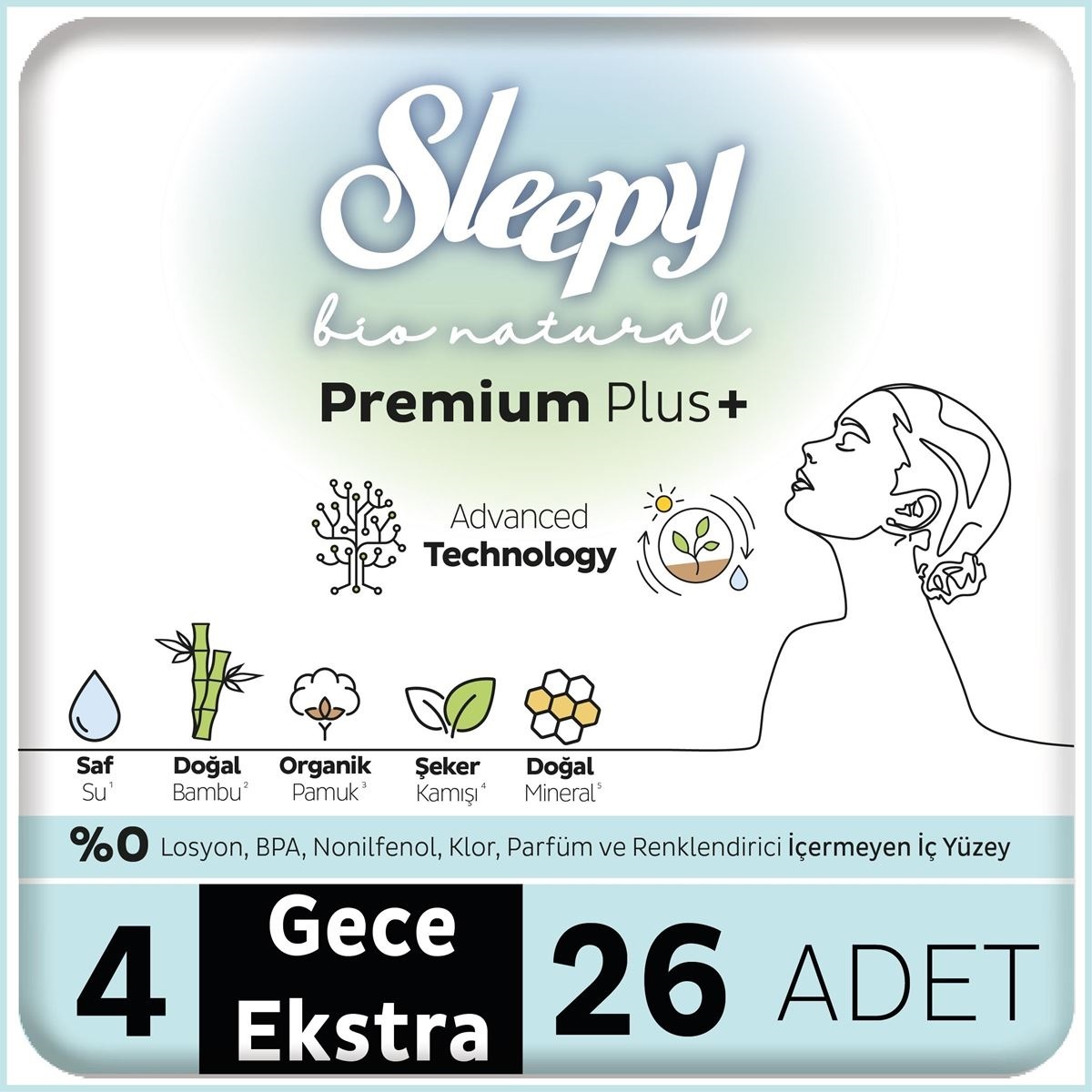 Sleepy Bio Natural Premium Plus Mega Ekstra Gece Ped 26 Adet - 1