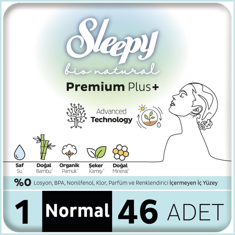 Sleepy Bio Natural Premium Plus Mega Normal Ped 46 Adet - 1
