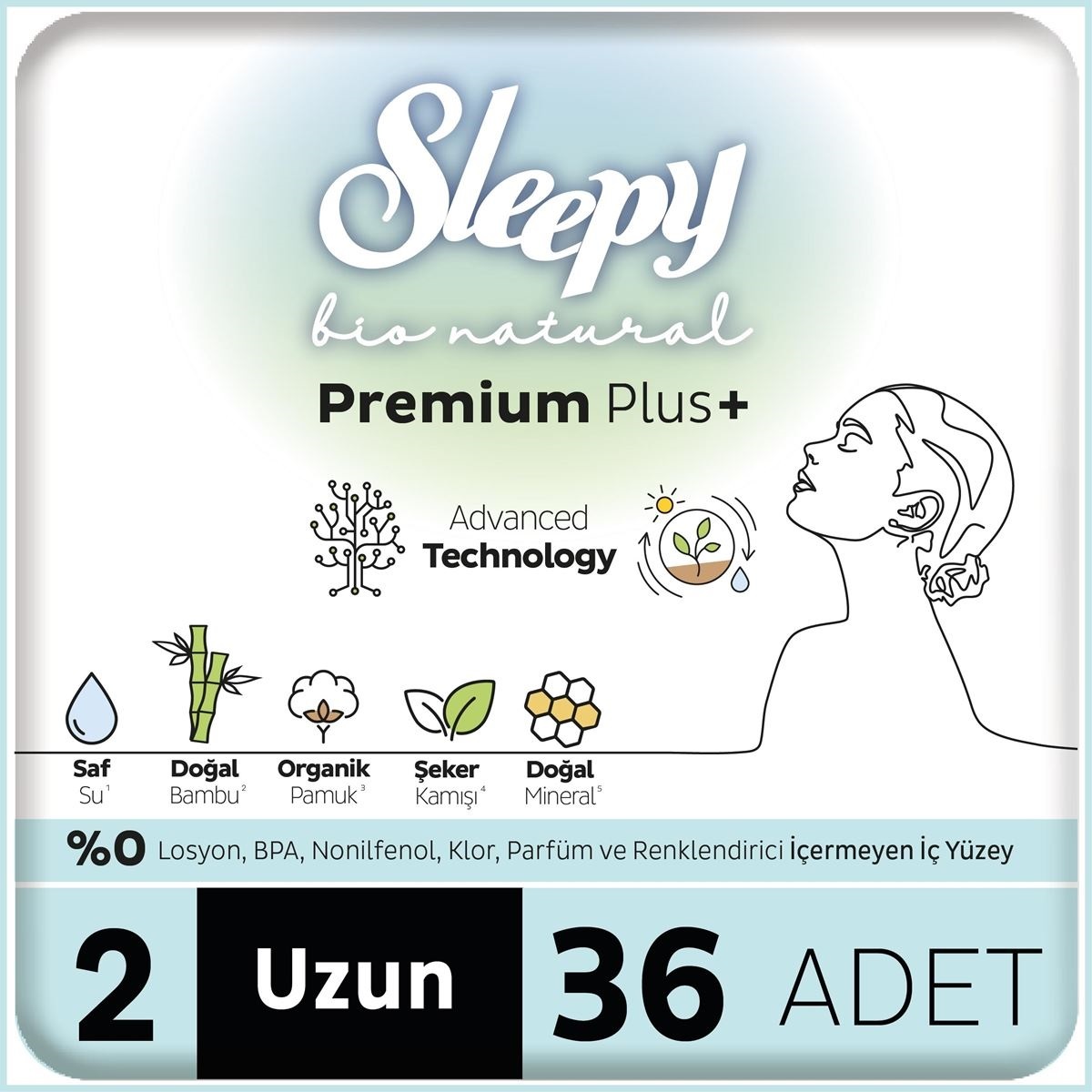 Sleepy Bio Natural Premium Plus Mega Uzun Ped 36 Adet - 1