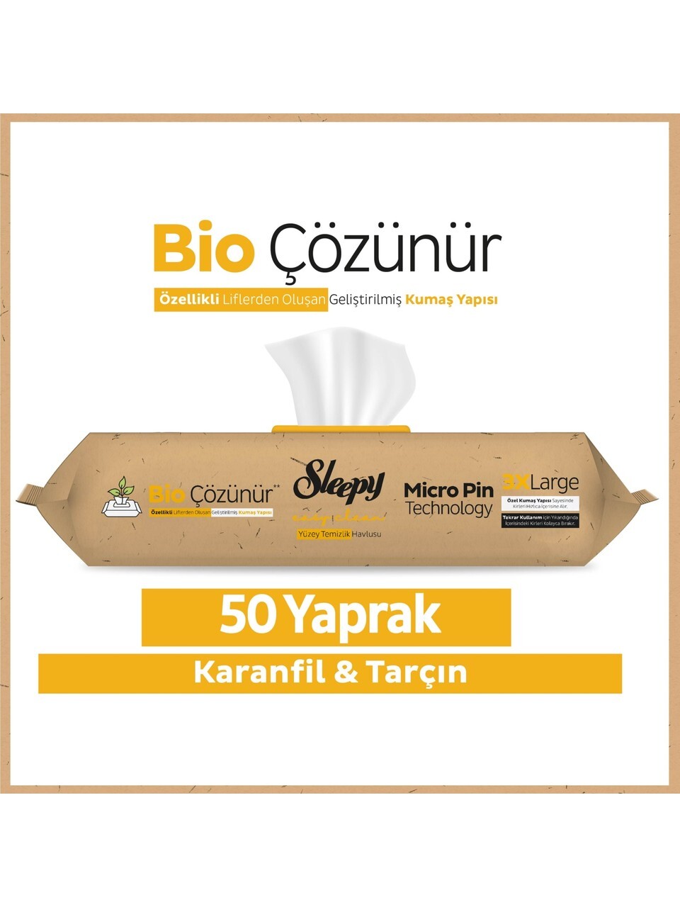 Sleepy Bio Yüzey Temizlik Havlusu 50 Adet Karanfil Tarçın - 1