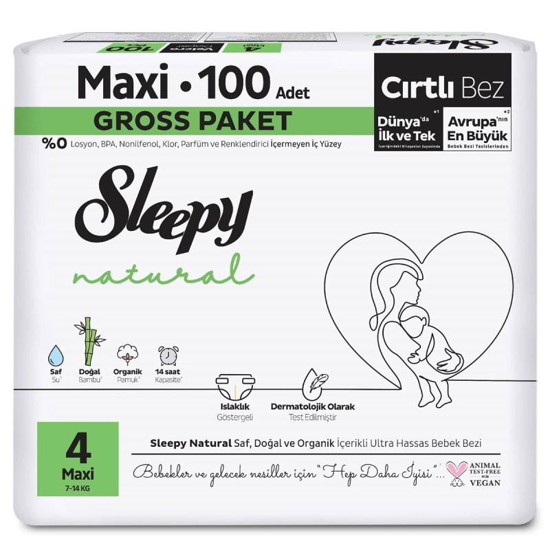 Sleepy Natural Bebek Bezi Gross Paket 4 Beden 7-14 Kg 100 Adet - 1